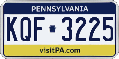 PA license plate KQF3225