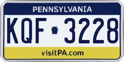 PA license plate KQF3228
