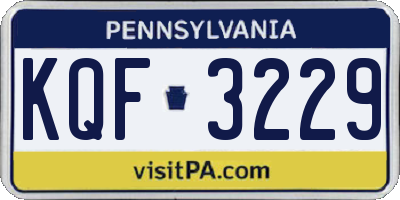 PA license plate KQF3229