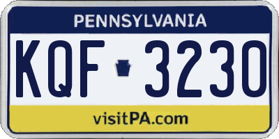 PA license plate KQF3230