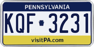 PA license plate KQF3231