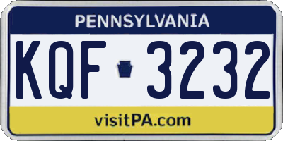 PA license plate KQF3232
