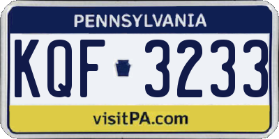 PA license plate KQF3233