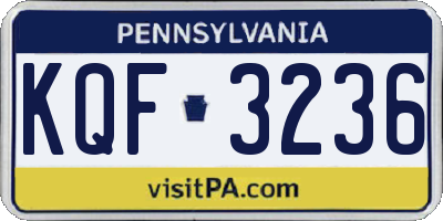 PA license plate KQF3236
