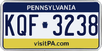 PA license plate KQF3238