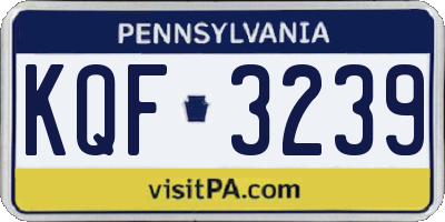 PA license plate KQF3239