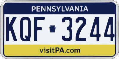 PA license plate KQF3244