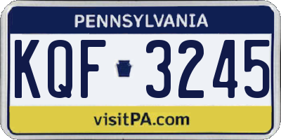 PA license plate KQF3245