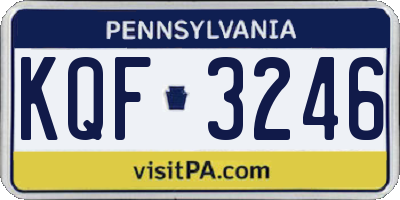 PA license plate KQF3246