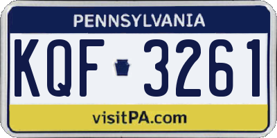 PA license plate KQF3261