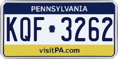 PA license plate KQF3262