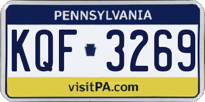 PA license plate KQF3269
