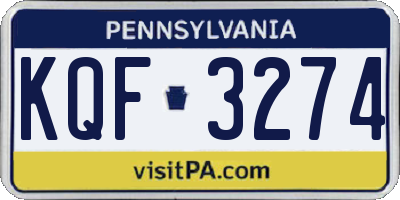 PA license plate KQF3274