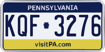 PA license plate KQF3276