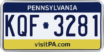 PA license plate KQF3281