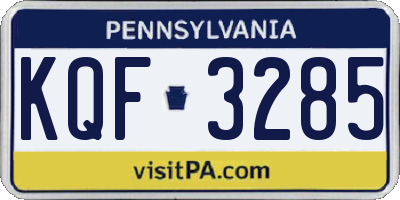 PA license plate KQF3285