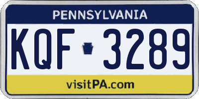 PA license plate KQF3289