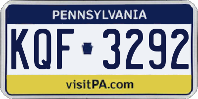 PA license plate KQF3292