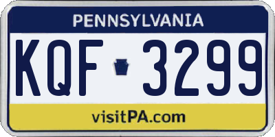 PA license plate KQF3299