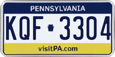 PA license plate KQF3304
