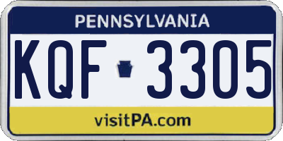PA license plate KQF3305