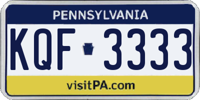 PA license plate KQF3333