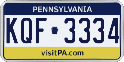 PA license plate KQF3334