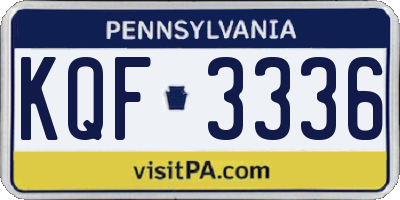 PA license plate KQF3336