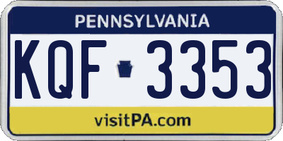 PA license plate KQF3353