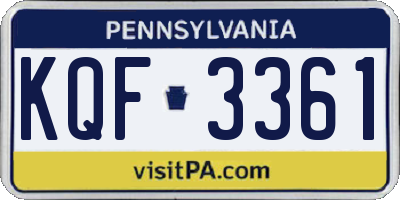 PA license plate KQF3361
