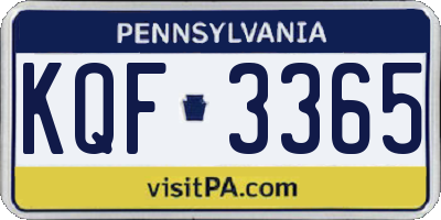 PA license plate KQF3365