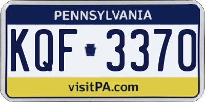 PA license plate KQF3370