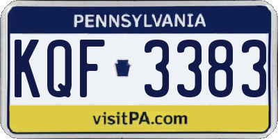 PA license plate KQF3383