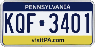 PA license plate KQF3401