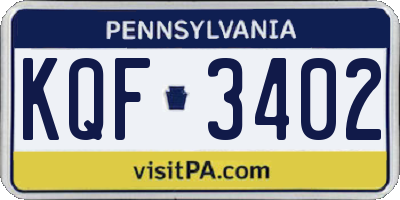 PA license plate KQF3402