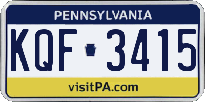PA license plate KQF3415