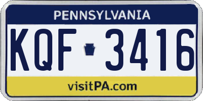 PA license plate KQF3416
