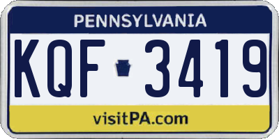 PA license plate KQF3419