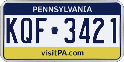 PA license plate KQF3421