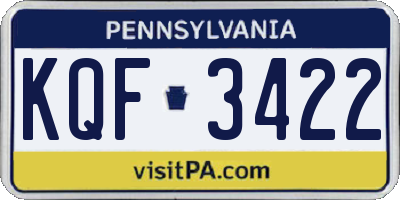 PA license plate KQF3422