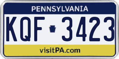 PA license plate KQF3423