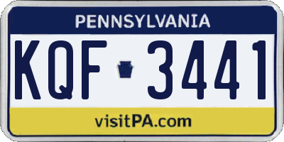PA license plate KQF3441