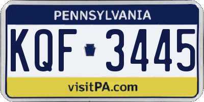 PA license plate KQF3445