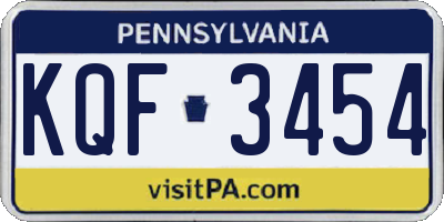 PA license plate KQF3454