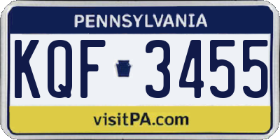 PA license plate KQF3455