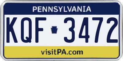 PA license plate KQF3472