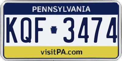 PA license plate KQF3474