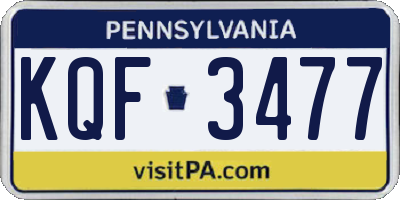 PA license plate KQF3477