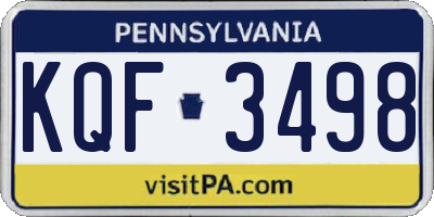 PA license plate KQF3498