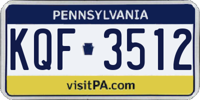 PA license plate KQF3512